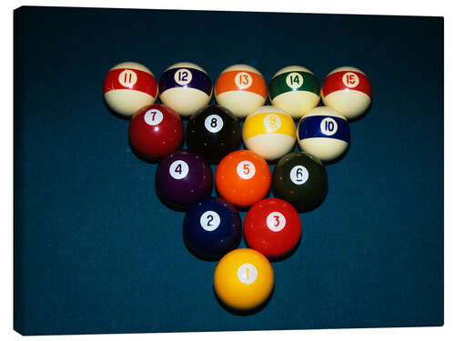 Quadro em tela Billiard balls on the billiard table