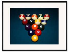Gerahmter Kunstdruck Billardkugeln auf dem Billardtisch