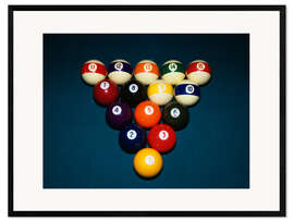 Kehystetty taidepainatus Billiard balls on the billiard table
