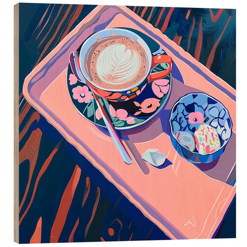 Wood print Cappuccino on bed