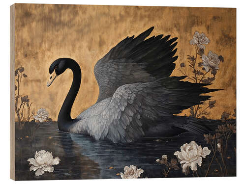 Quadro de madeira Black Swan