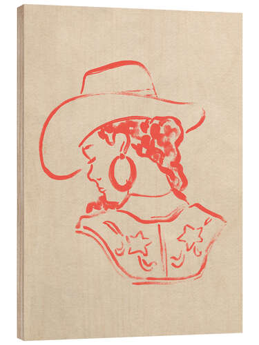 Tableau en bois Cowgirl Cameo II