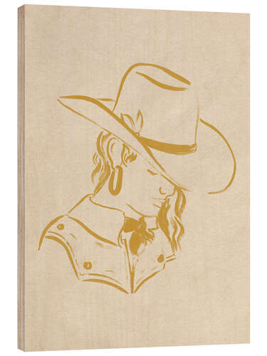 Print på træ Cowgirl Cameo I