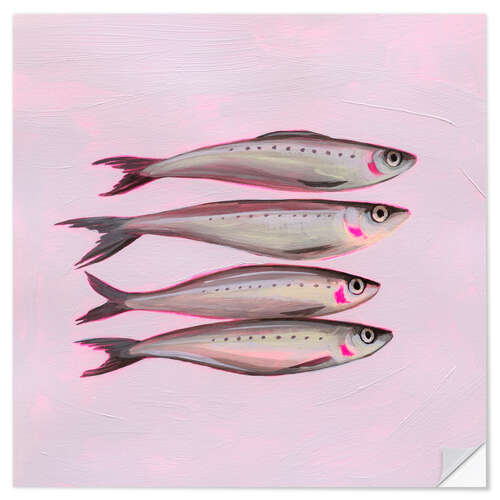 Selvklebende plakat Neon Sardines
