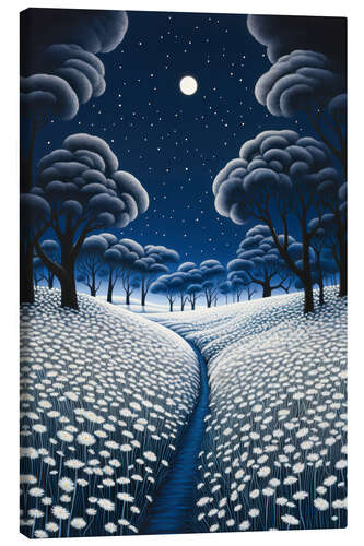 Tableau sur toile Night over the Sea of Flowers