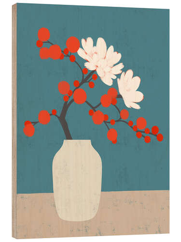 Tableau en bois Japanese vase