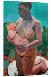 Acrylglasbild Kniende Mutter mit Kind an der Brust, 1907 - Paula Modersohn-Becker