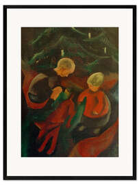 Gerahmter Kunstdruck Zwei Kinder unterm Weihnachtsbaum, 1914
