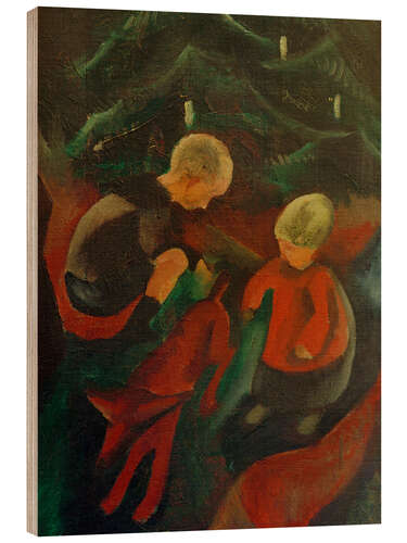 Print på træ Two Children under the Christmas Tree, 1914