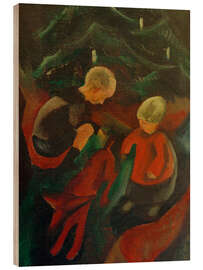 Print på træ Two Children under the Christmas Tree, 1914 - Paul Adolf Seehaus