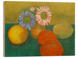 Holzbild Stilleben mit Astern und Tomaten, 1906