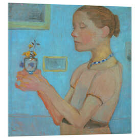 Cuadro de PVC Young Girl with Yellow Flowers in a Glass, 1902 - Paula Modersohn-Becker