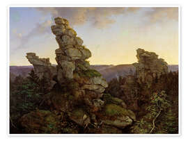 Poster The Greifensteine in the Saxon Ore Mountains, 1840 - Ernst Ferdinand Oehme