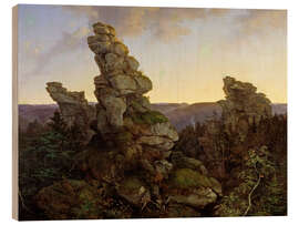 Holzbild Die Greifensteine im Sächsischen Erzgebirge, 1840 - Ernst Ferdinand Oehme