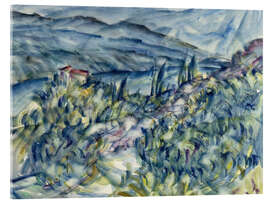 Acrylglasbild Landschaft mit einer Bucht und Bergen im Hintergrund