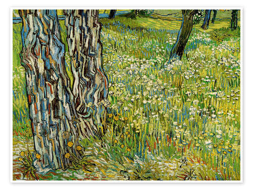 Plakat Tree trunks in the grass, 1890