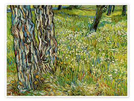 Billede Tree trunks in the grass, 1890 - Vincent van Gogh