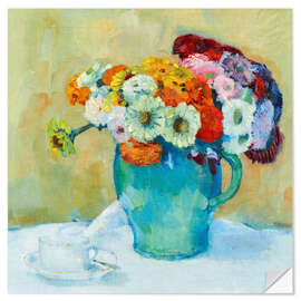 Wandsticker Stillleben mit Blumen und Kaffeetasse - Sasha Fuis