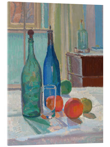 Stampa su vetro acrilico Blue and Green Bottles and Oranges, 1914