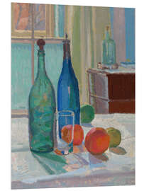 Hartschaumbild Blaue und grüne Flaschen und Orangen, 1914 - Spencer Frederick Gore