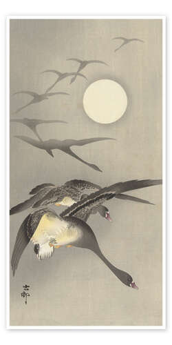 Plakat Geese at full moon