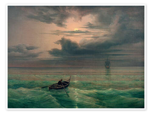 Plakat Moonlit Night on the Gulf of Salerno, 1827