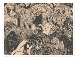Stampa Orpheus plays his harp for the animals - Henri van der Stok