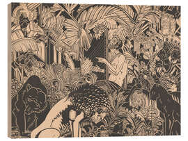 Holzbild Orpheus spielt den Tieren auf der Harfe - Henri van der Stok