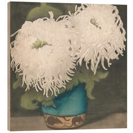 Holzbild Zwei Chrysanthemen