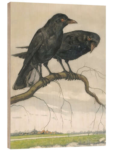 Wood print Two Crows