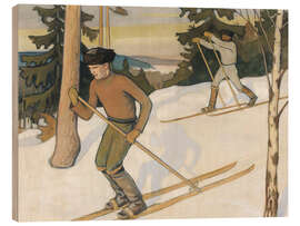 Wood print Boys Skiing - Väinö Blomstedt