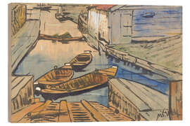 Holzbild Boote auf einem Kanal - Maurits Willem van der Valk