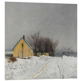 Hartschaumbild Nebeliger Wintertag, tiefer Schnee, 1910