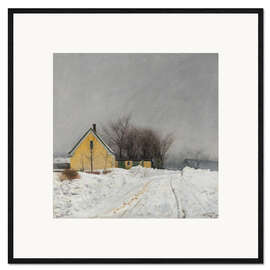 Gerahmter Kunstdruck Nebeliger Wintertag, tiefer Schnee, 1910