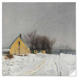 Wandsticker Nebeliger Wintertag, tiefer Schnee, 1910
