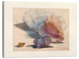 Canvas print Three shells with a Delft folding dish - Maurits Willem van der Valk