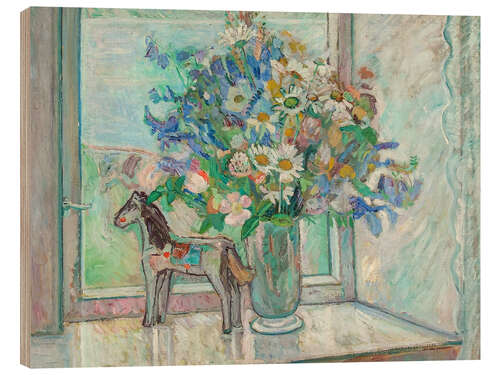 Wood print Flowers and Horses - Oluf Wold-Torne