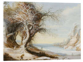Acrylglasbild Winterlandschaft mit einem Holzfäller -  Gysbrecht Leytens