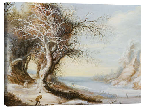 Leinwandbild Winterlandschaft mit einem Holzfäller -  Gysbrecht Leytens