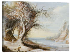 Leinwandbild Winterlandschaft mit einem Holzfäller -  Gysbrecht Leytens