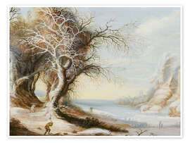 Wandbild Winterlandschaft mit einem Holzfäller -  Gysbrecht Leytens