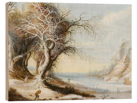 Wood print Winter Landscape with a Lumberjack - Gysbrecht Leytens