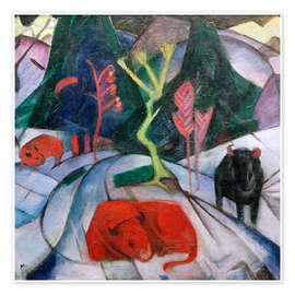 Veggbilde Bison in winter, 1913 - Franz Marc