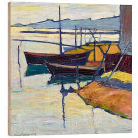 Tableau en bois Boats in Martigues, 1929 - Nico Klopp