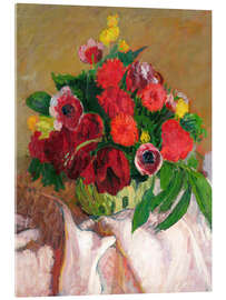 Acrylglasbild Gemischte Blumen auf rosa Tuch, 1916 - Roderic O'Conor