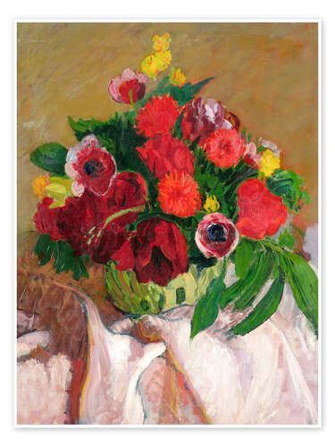 Poster Mixed flowers on pink cloth, 1916