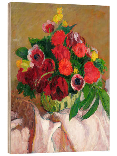 Print på træ Mixed flowers on pink cloth, 1916