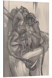 Alubild Drei Affen auf einem Baumstumpf - Theo van Hoytema