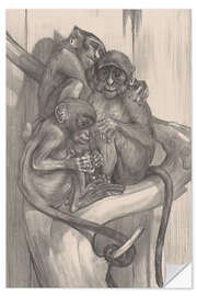 Wandsticker Drei Affen auf einem Baumstumpf - Theo van Hoytema