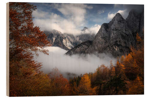 Holzbild Herbst im Triglav Nationalpark, Slowenien